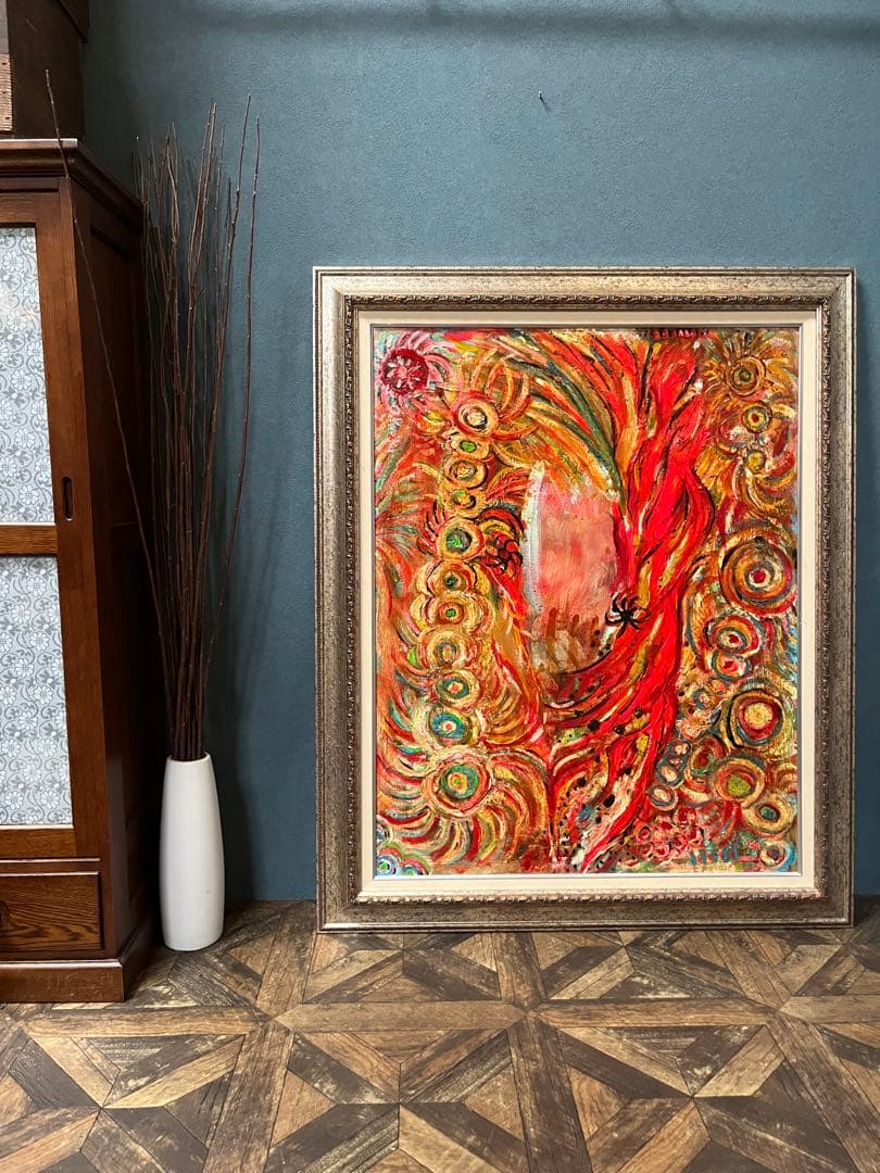 特大 油絵 絵画 インテリア アンティーク 抽象画 額縁