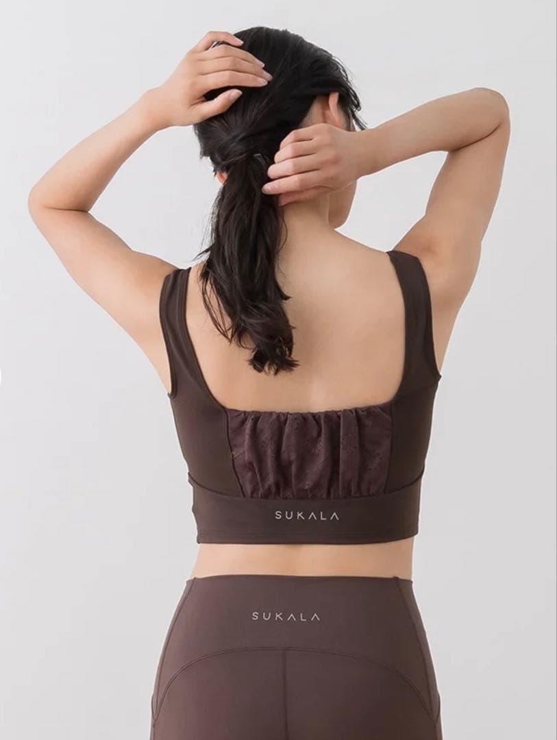 SUKALA カップ付き　フラワーレースブラトップ Mサイズ　ブラウン