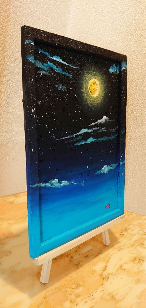 油絵 絵画【満月の夜空】
