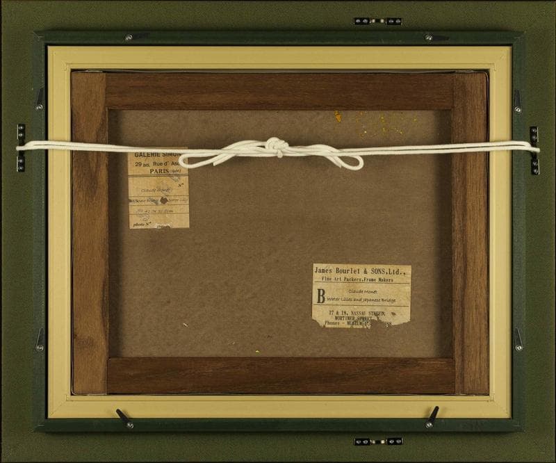 クロード・モネ　油彩　肉筆『睡蓮と日本橋』サイン　画廊シール　F6　額　b644