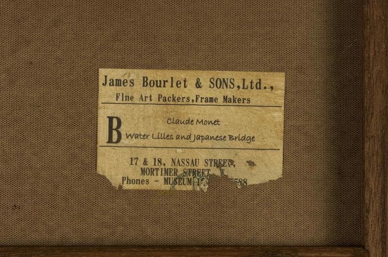 クロード・モネ　油彩　肉筆『睡蓮と日本橋』サイン　画廊シール　F6　額　b644