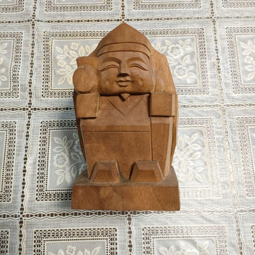 佐々木千秋　一刀彫木彫『大黒天』