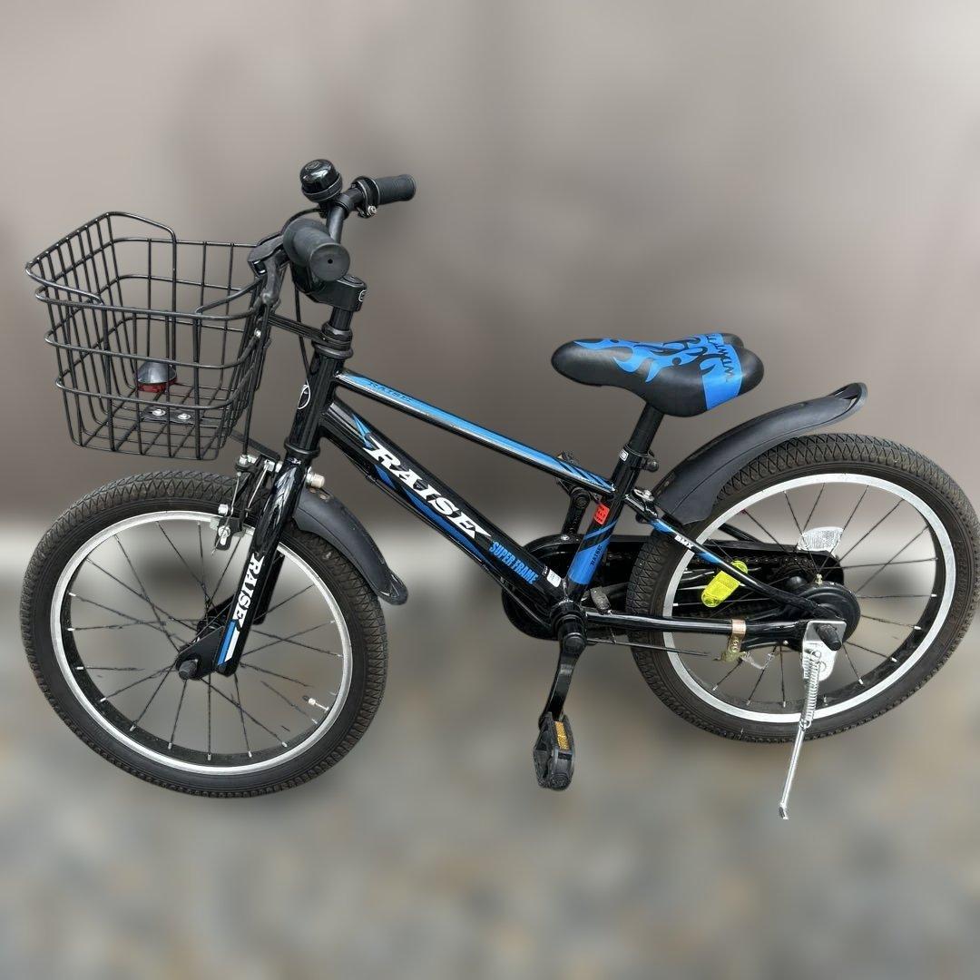 TRAVER 子供用自転車 黒/青 18インチ 補助輪あり