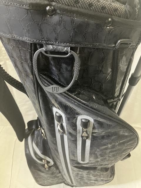 【高級感◎美品】OULL キャディバッグ クロコ調 ブラック 9型 スタンド式