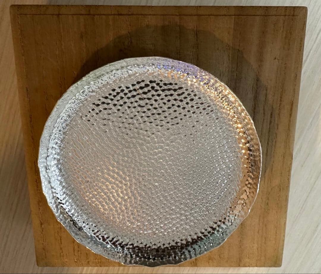 金属美術工芸品　純銀製　青海波皿　幸福銀行　木箱付き