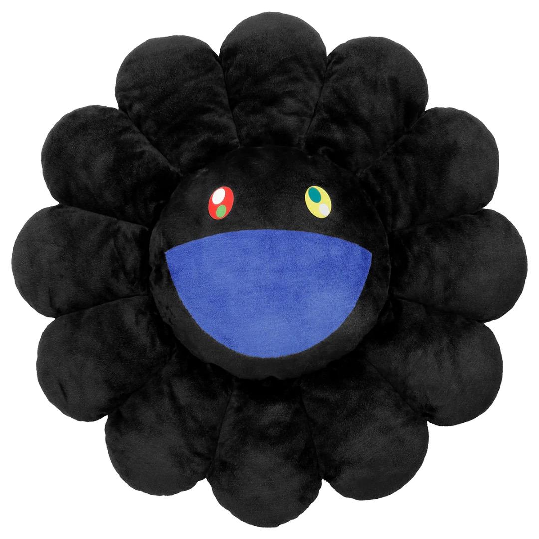 カイカイキキ『村上隆』お花クッション / ブラックx青 (60cm)