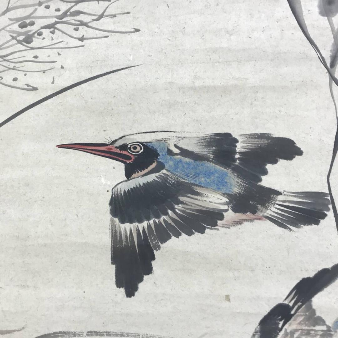 模写/渡辺崋山/花鳥図/芦に川蝉図/牡丹図/掛軸☆宝船☆AH-648