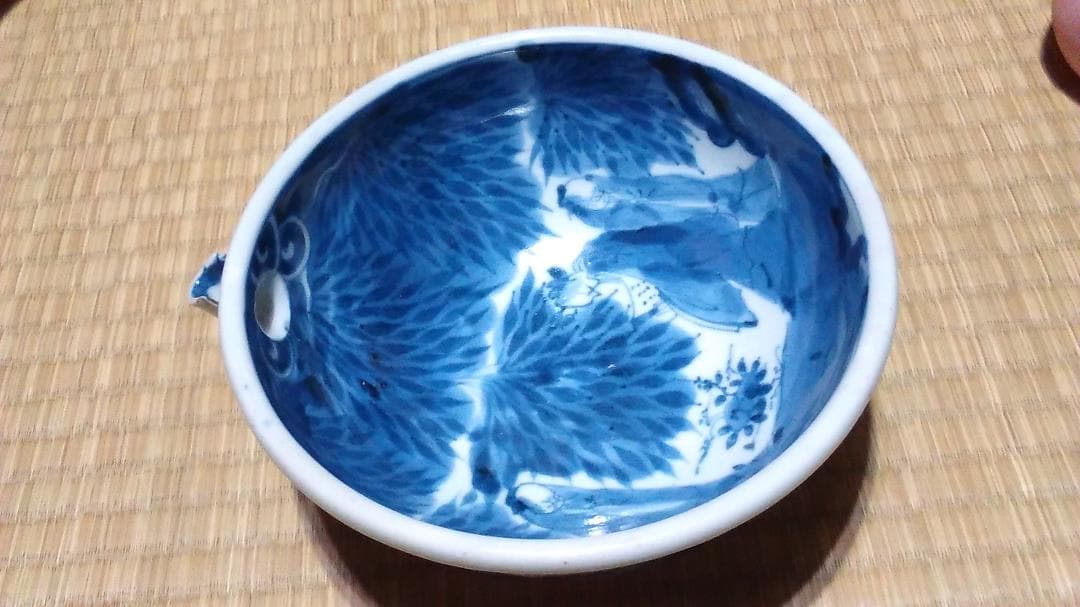 古伊万里　片口（径17cm）　酒器　竹林　賢人図