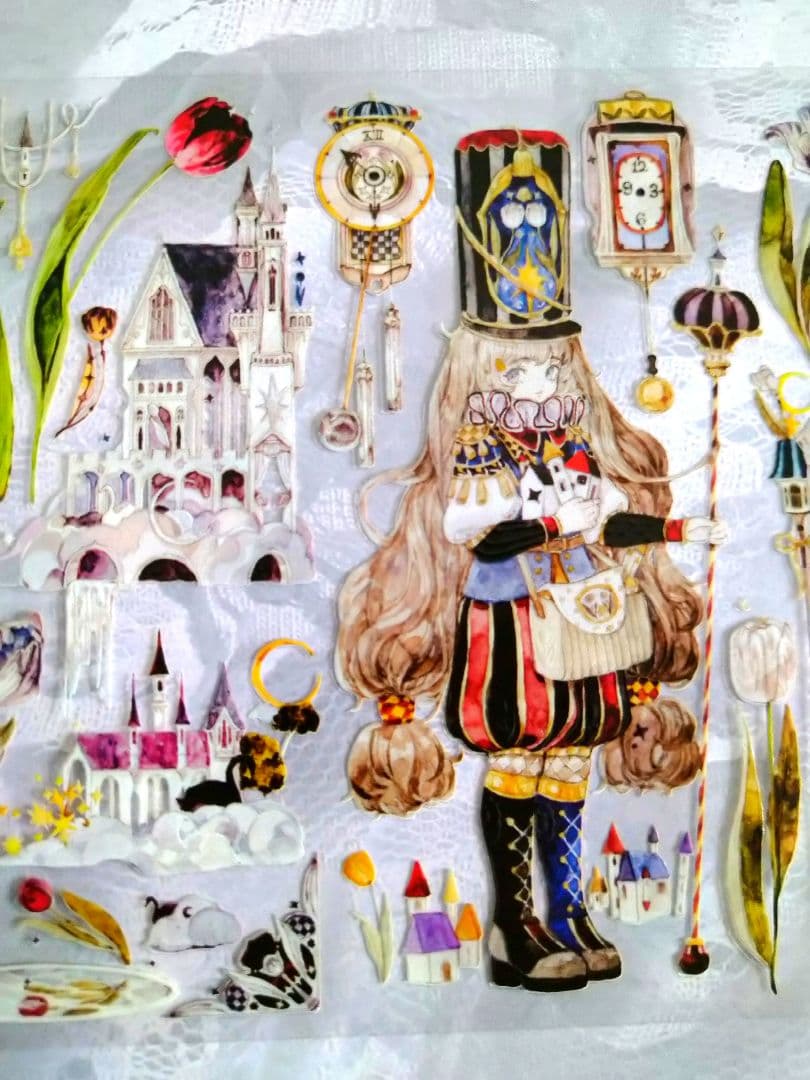 ✩のこり２✩J699＃月下城(水晶)Reco切り売り海外人物装飾マステ女の子