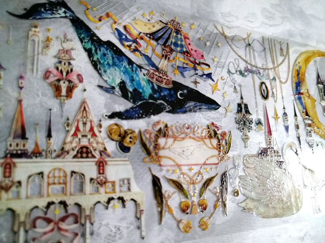 ✩のこり２✩J699＃月下城(水晶)Reco切り売り海外人物装飾マステ女の子