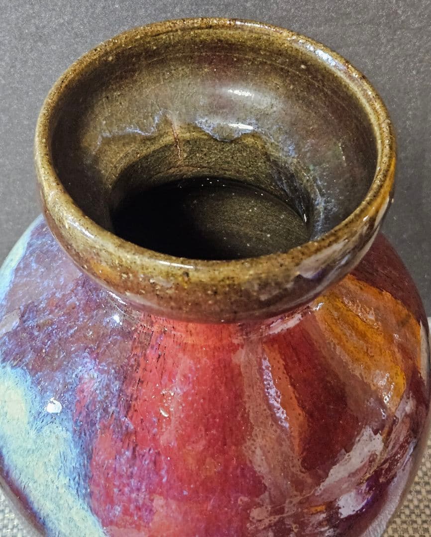 【時代古作品❗】【名品❗】中国古陶磁 明代〜清代頃　 鈞窯　紫紅釉　澱青釉　大瓶