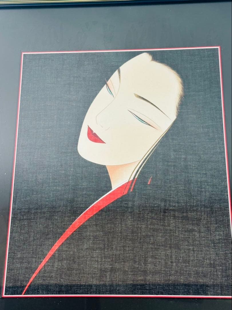 【希少品】鶴田一郎　ヒロイン　絵画　日本女性　額入り　年代物　保管品　骨董