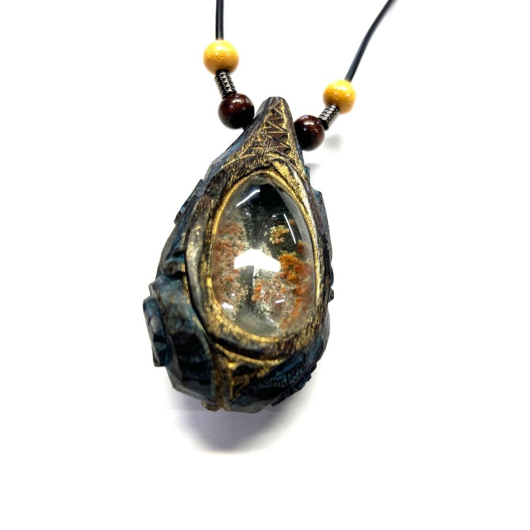 北海道アイヌコタン　西田智三さんネックレス　天然石　ガーデンクォーツ　クリソコラ