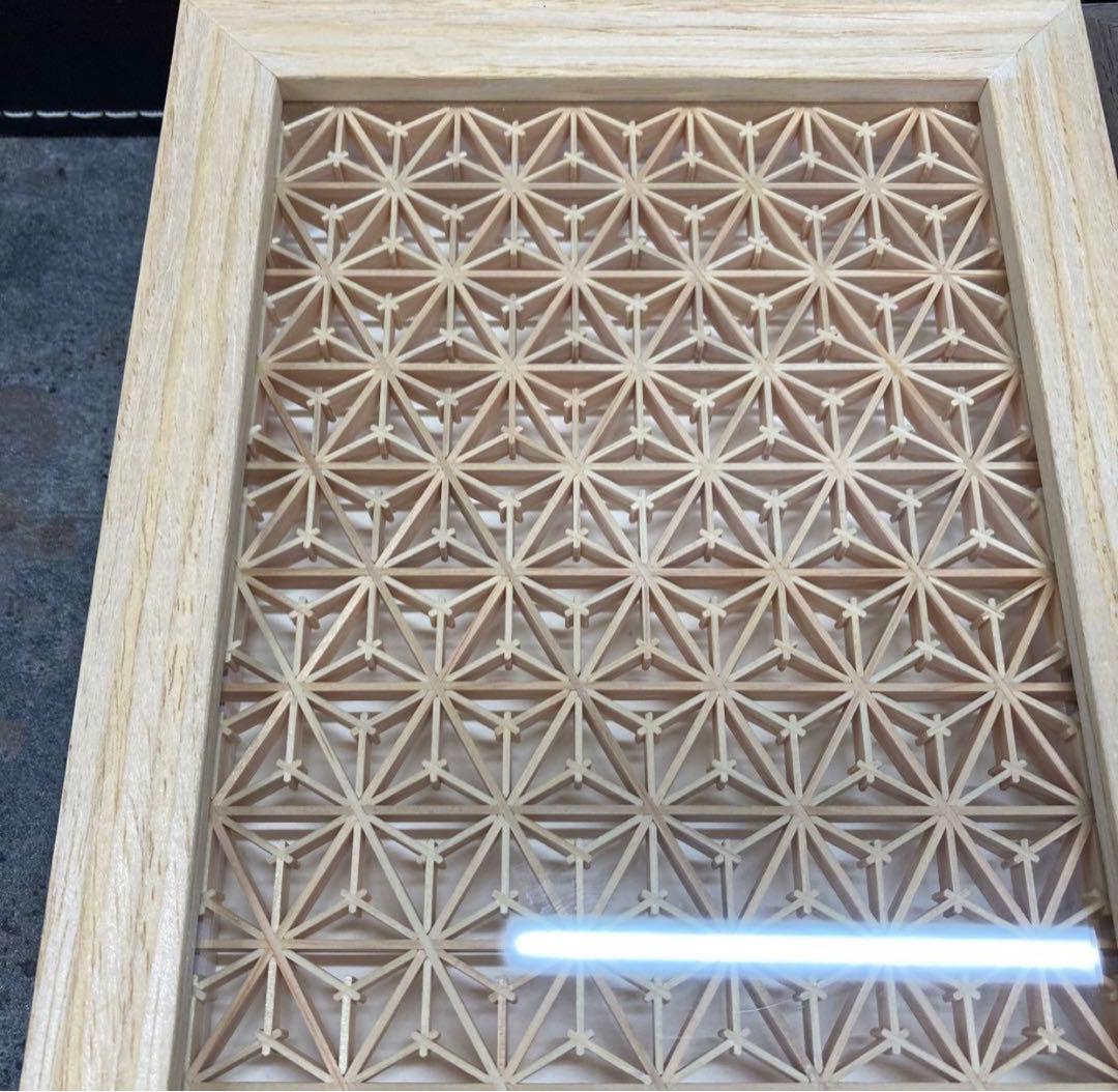 組子調 アートパネル 和風 木製 麻の葉