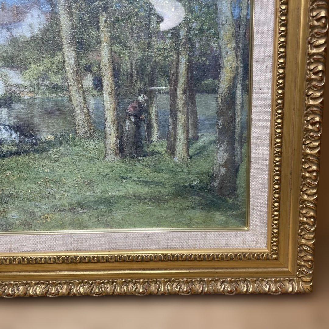 大原美術館　絵画　児島虎次郎「岸の森」1909年（明治42年）　複製画　金縁