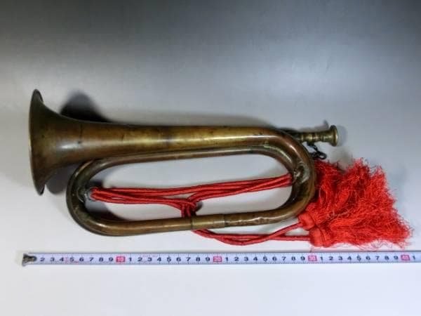 進軍ラッパ■日本陸軍 軍用ラッパ 真鍮 アンティーク 骨董品 ミリタリー■