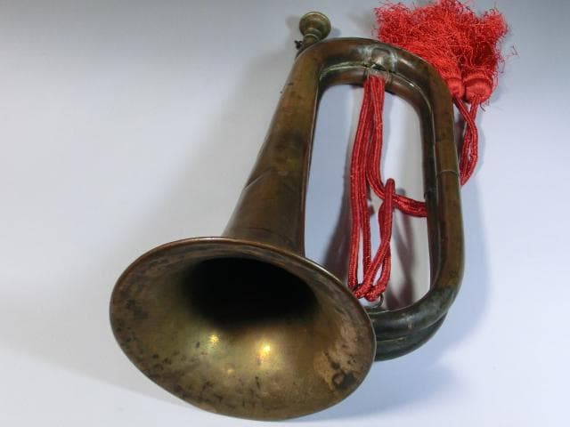 進軍ラッパ■日本陸軍 軍用ラッパ 真鍮 アンティーク 骨董品 ミリタリー■