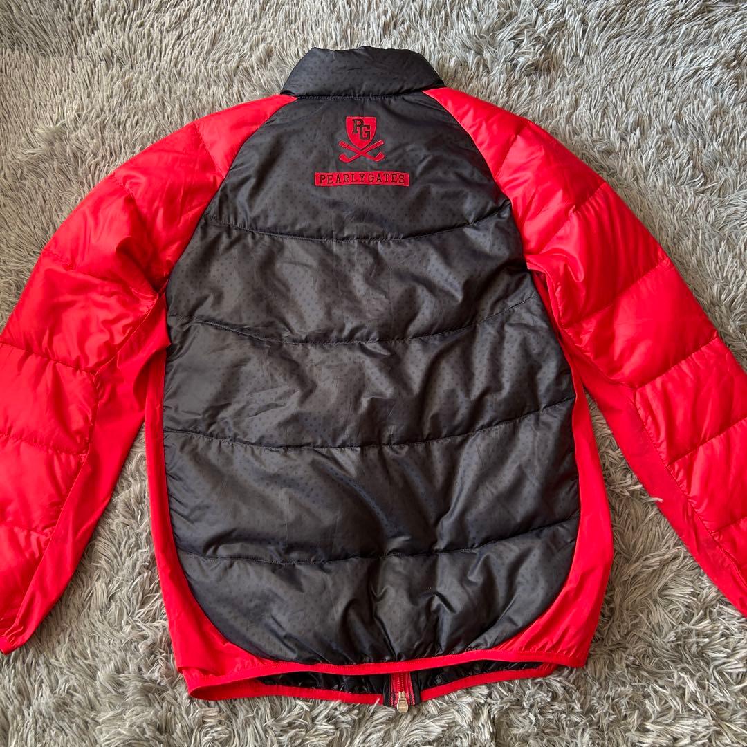 パーリーゲイツ PGロゴ 軽量ダウンジャケット サイズ1 赤×ネイビー