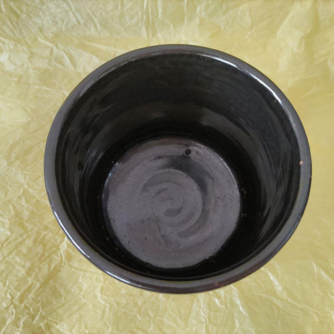 小林東五　黒釉筒碗「入玄」　共箱　中古品　茶道具　茶碗　筒茶碗