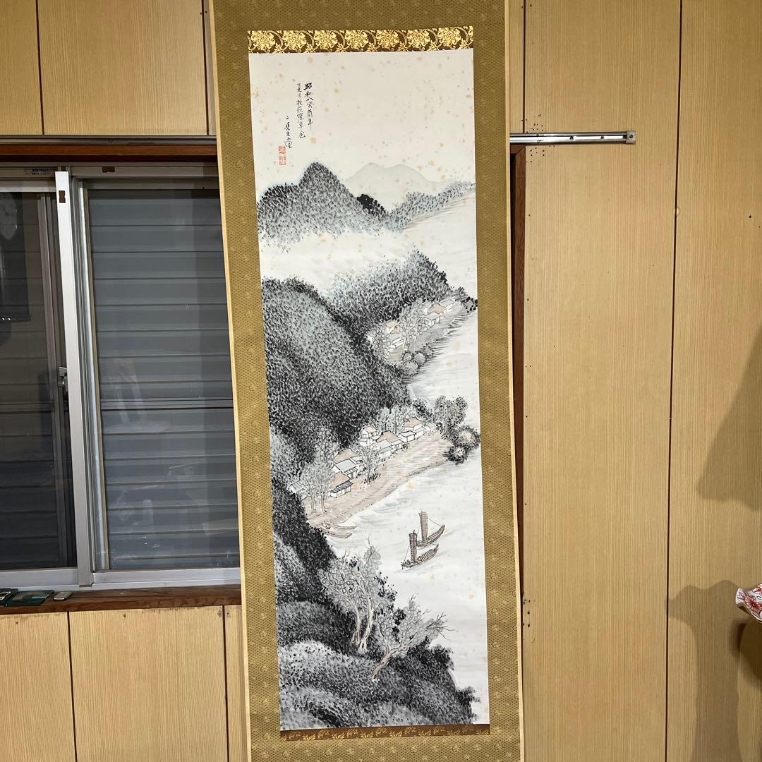 伊豆　海に面した民家　掛け軸