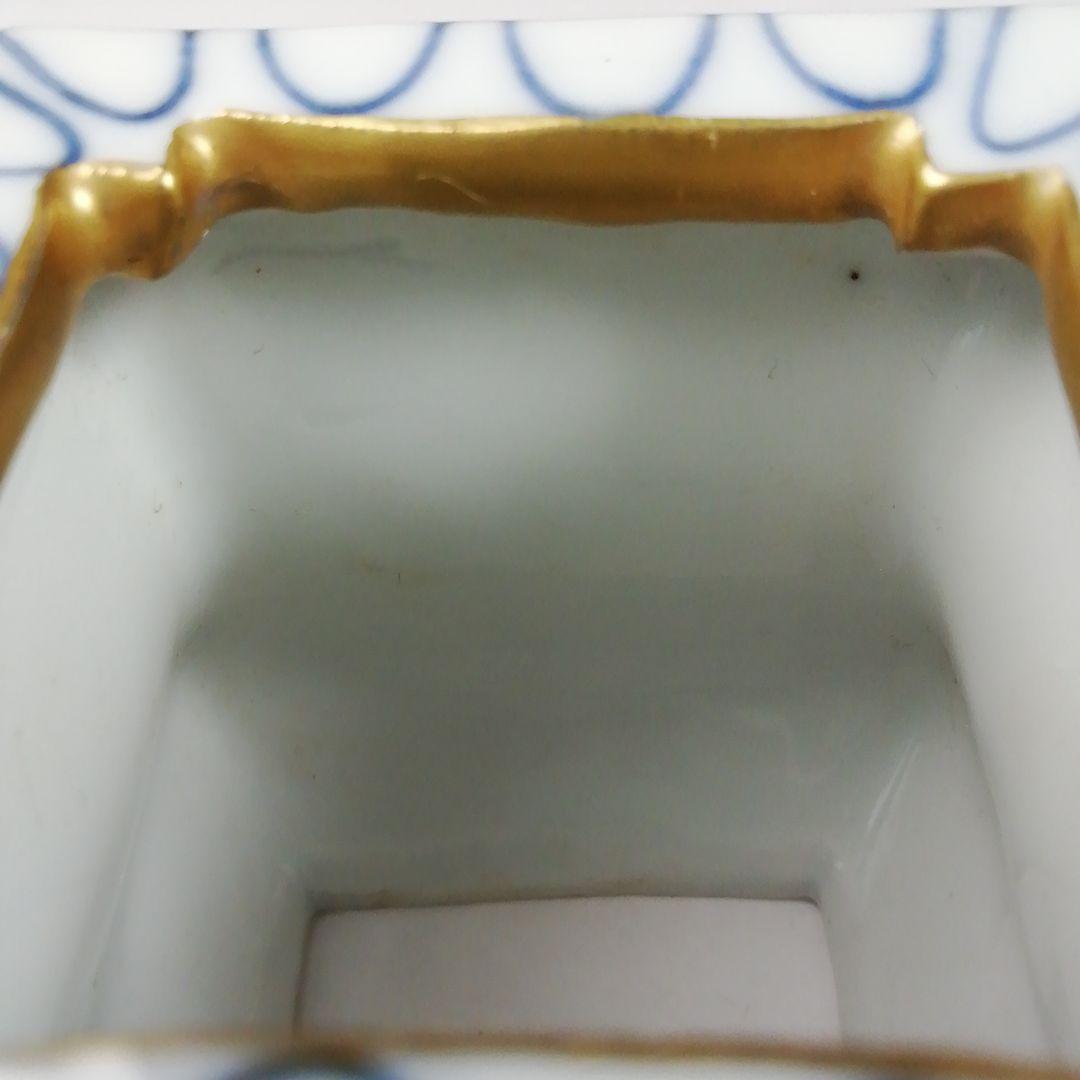 Ｗ１２４　蓋置　『色絵　網目』『高野昭阿弥 造』　共箱　茶道具