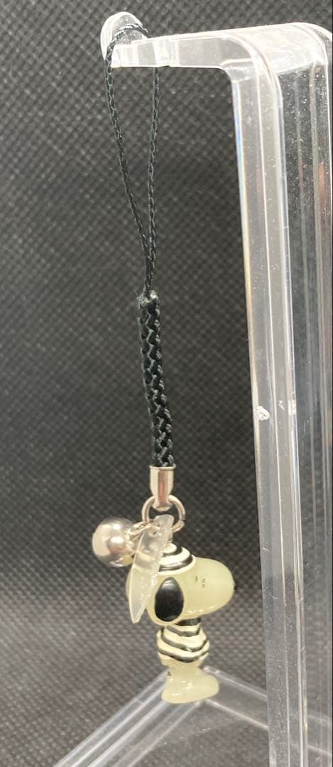 スヌーピー　USJ ストラップ　ストライプ柄　囚人服　鈴付き　蛍光　破損箇所有り