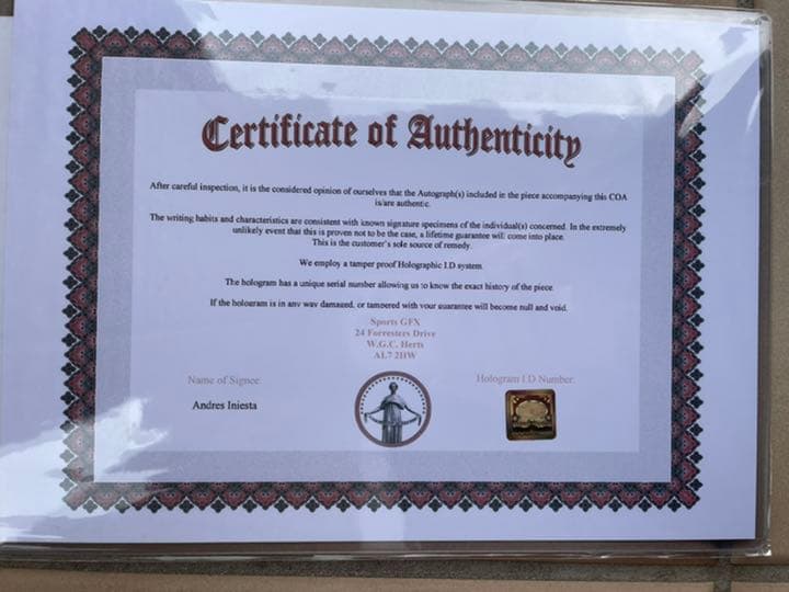 アンドレス・イニエスタ  Andres Iniesta直筆サイン