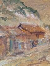 【真作】絵画　金野新一　油彩3号　街道風景　古い町並みの風景　Y191