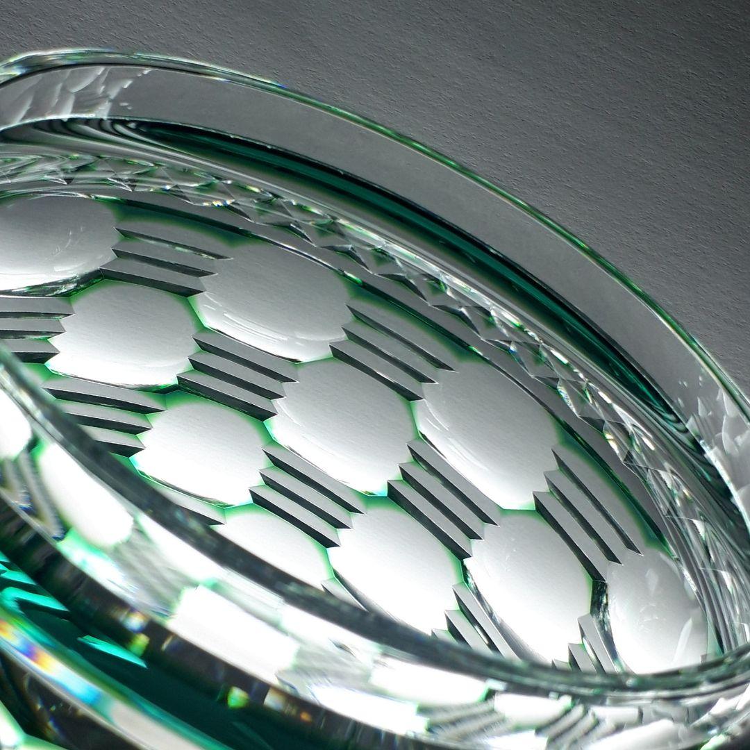 薩摩切子　松浦正行 大型作品　緑被切子　　″ 水指 ″【人気作家 入手困難作品】