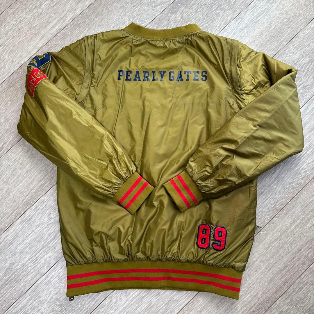 (美品) パーリーゲイツ 4wayリバーシブル 中綿ジャケット／袖取外可 秋冬物