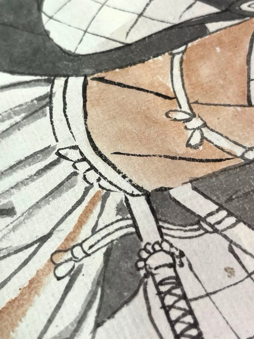 ［武士図］無落款 江戸時代人物画　水墨画　紙本　掛け軸　浮世絵