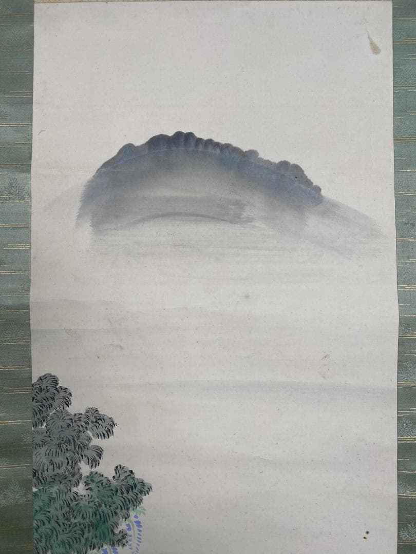 田村彩天 紫藤の鹿と祠宮図 石川県 寺崎広業師事 帝展 聖徳太子奉讃美術展 掛軸