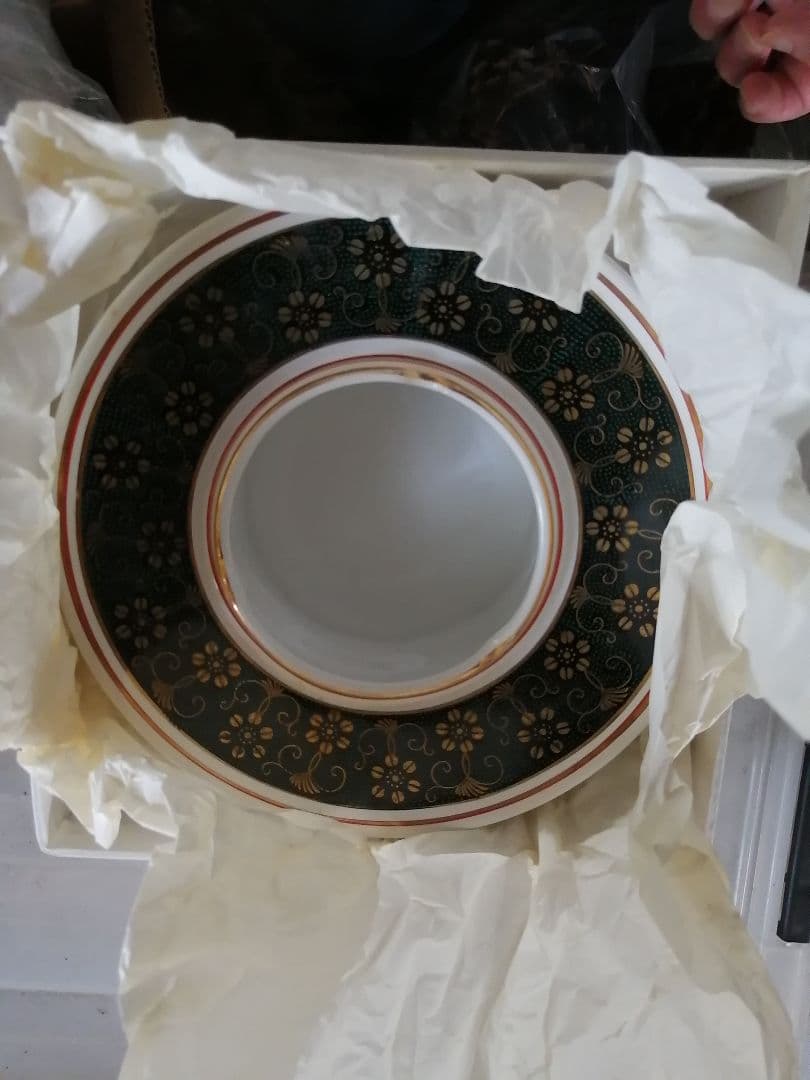 高級品‼️九谷焼　青粒鉄仙　7号灰皿