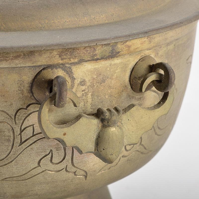 おかか　李王家美術工場造　蝙蝠手花彫金　神仙炉　宮廷料理器　V　R5820