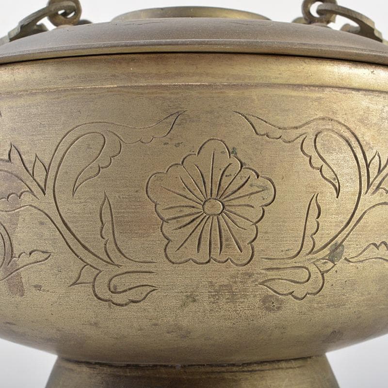 おかか　李王家美術工場造　蝙蝠手花彫金　神仙炉　宮廷料理器　V　R5820