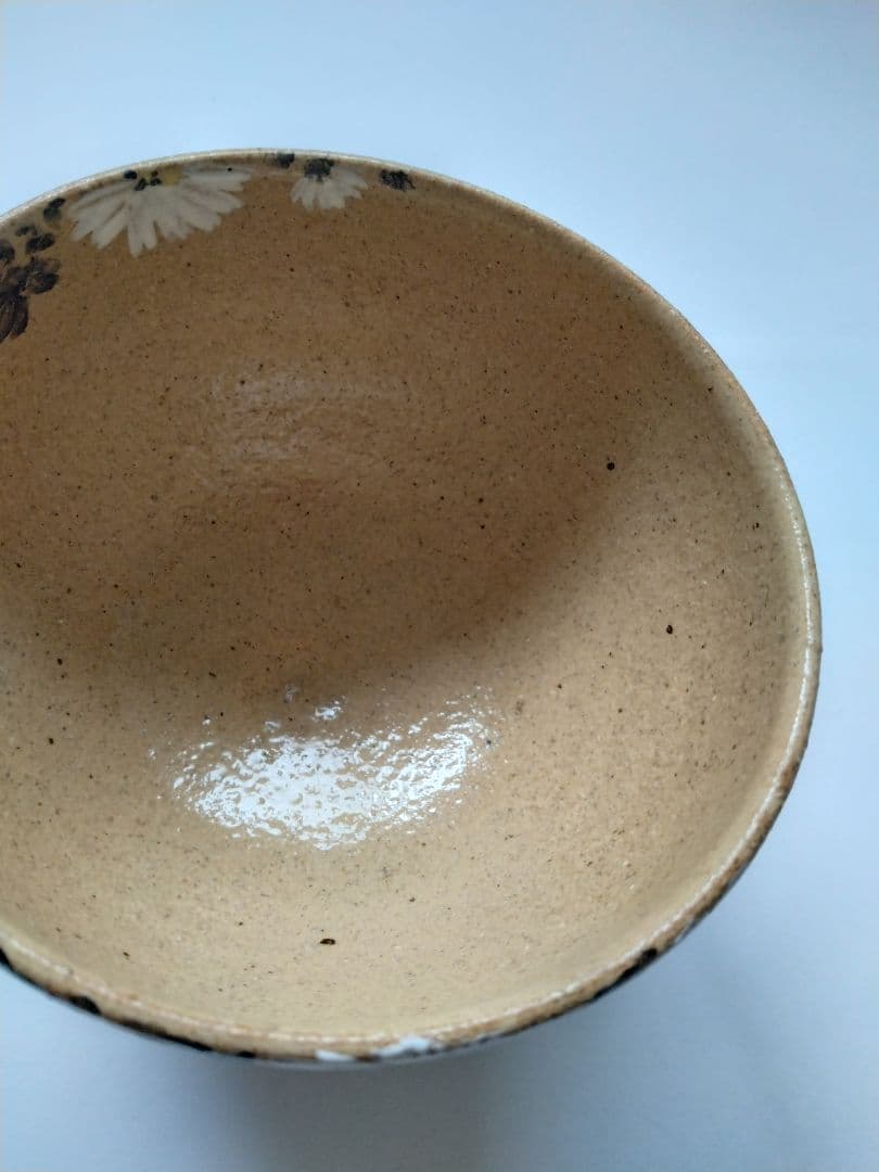 藤谷芳哉　白菊画 茶碗　水無月窯　抹茶碗　茶道具　共箱 共布 栞付 花紋様