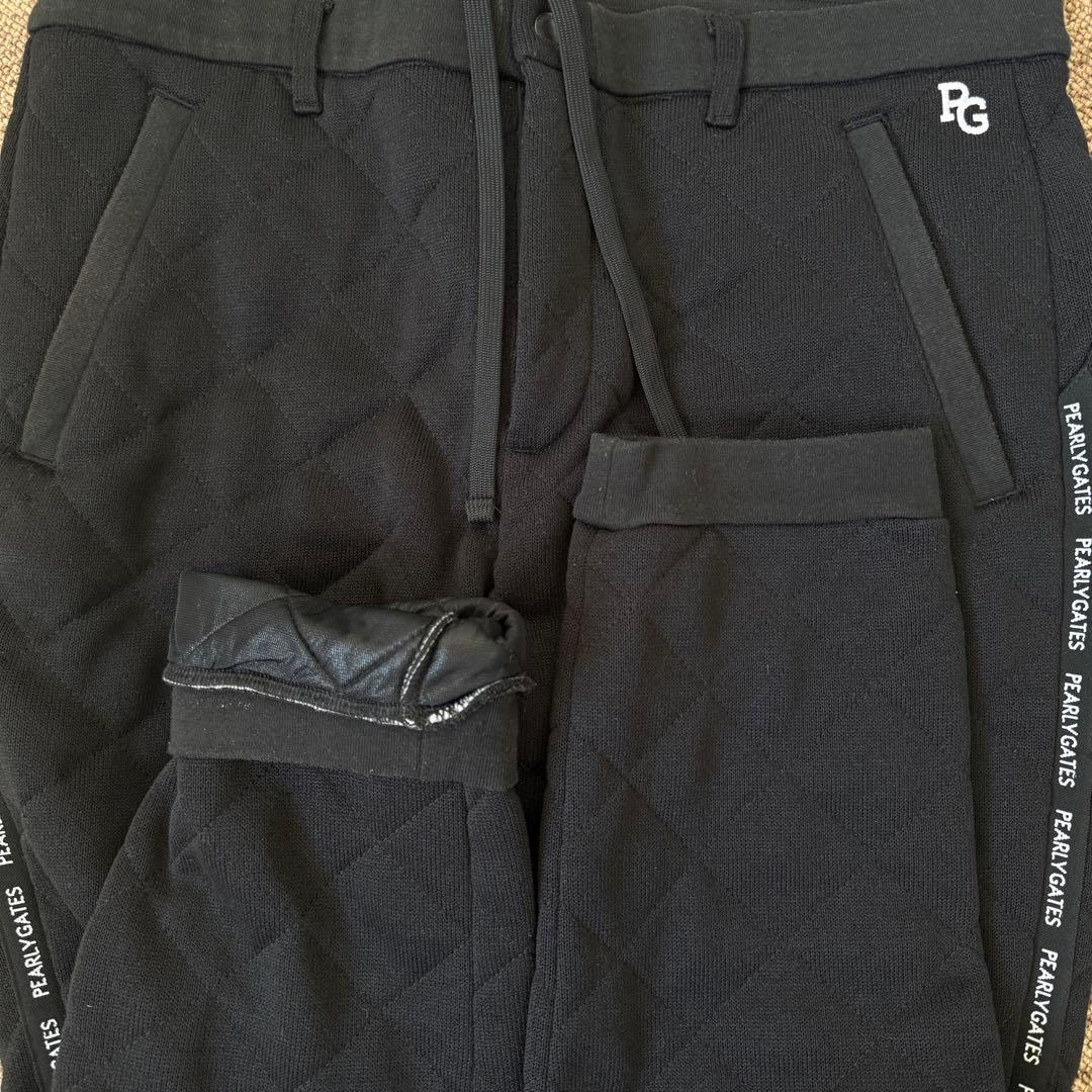 蓄熱　裏地付き　パーリーゲイツ　ジョガーパンツ　黒　キルティング　XXL〜4L