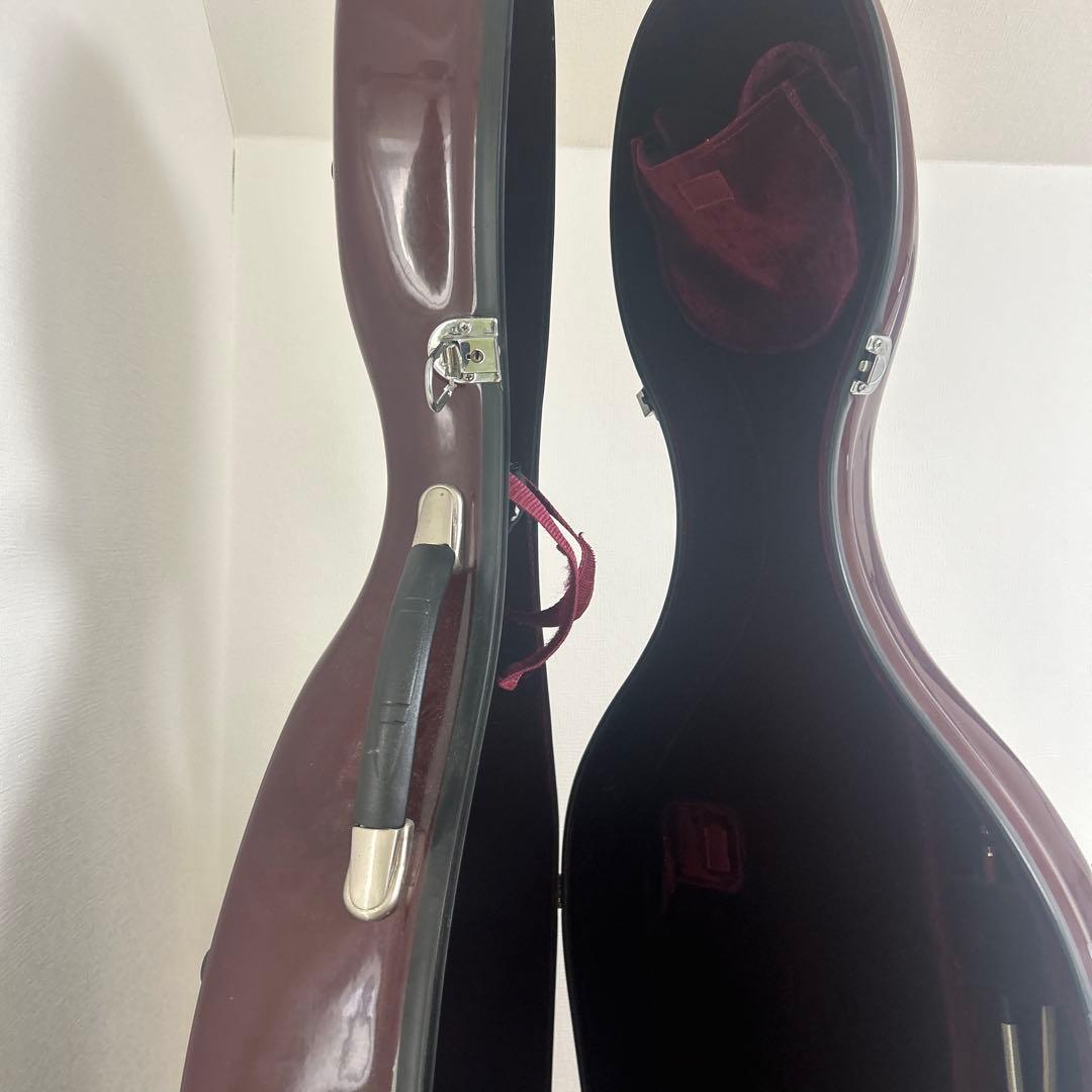 チェロと木製弓、ハードケース付き