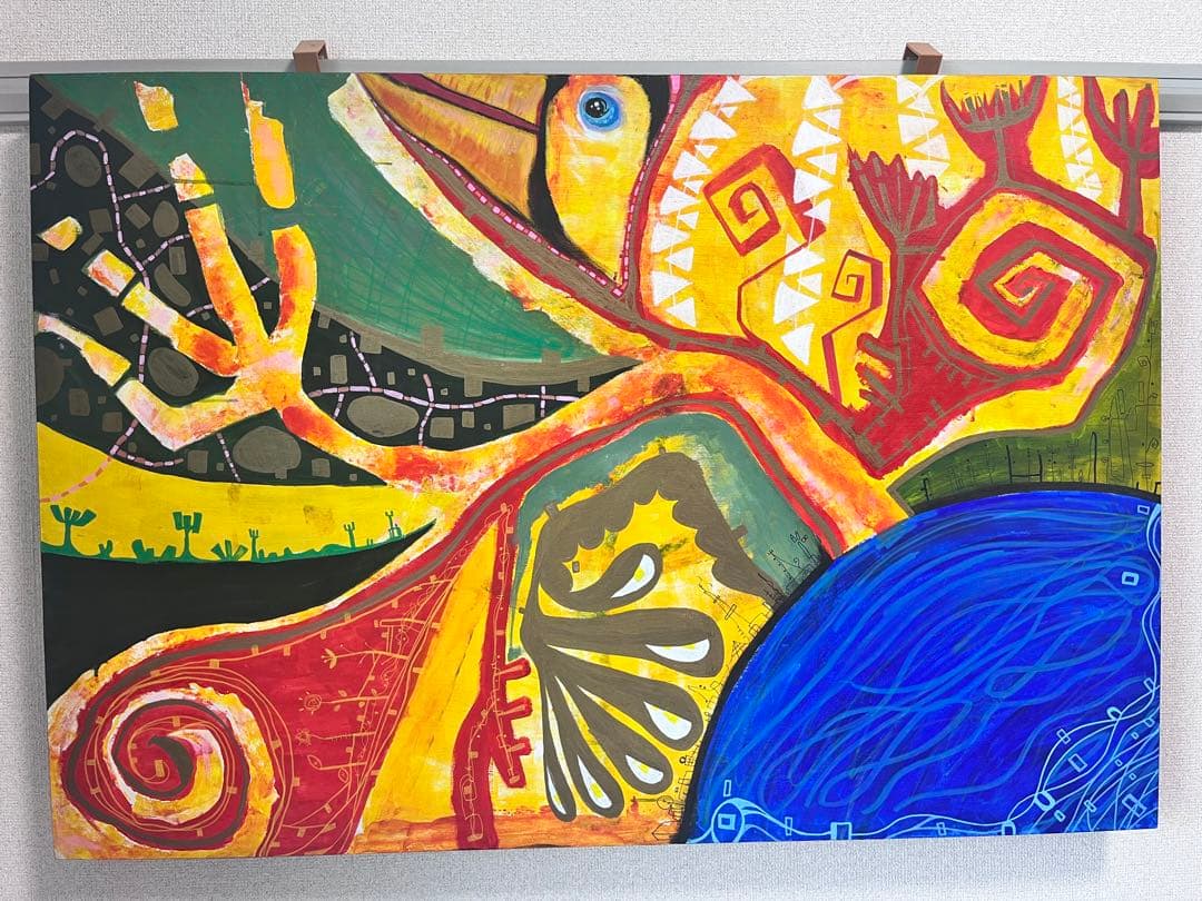 崎浜光　縦80×横116.5cm かなり大きめ。サイン、裏書き有りです