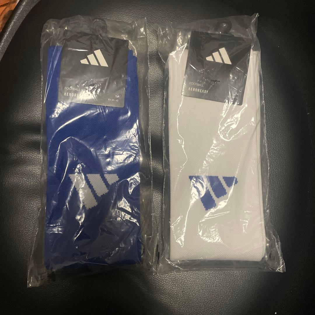 サッカーソックス　青白赤　adidas