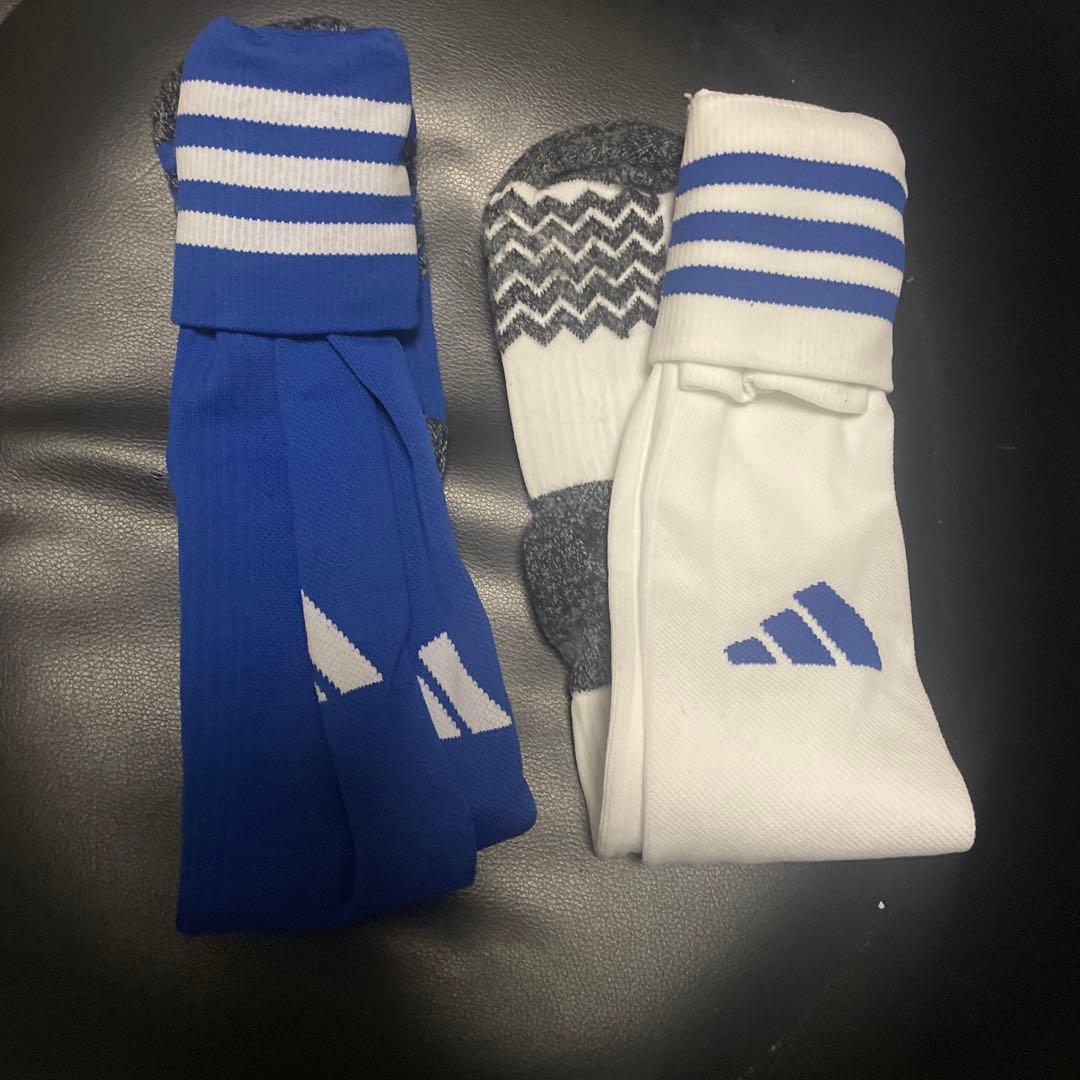 サッカーソックス　青白赤　adidas