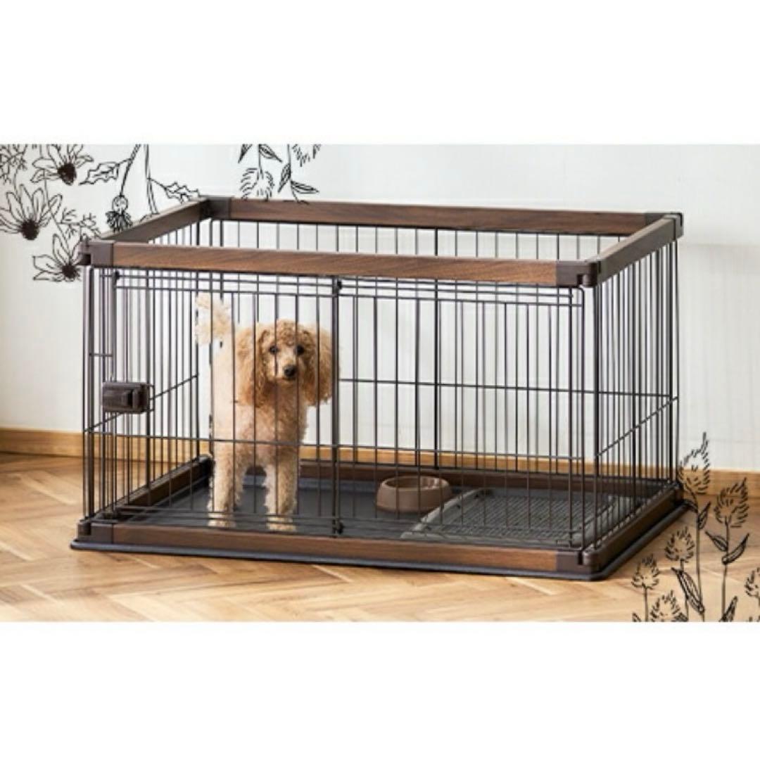 【極美品】ウッディサークル 犬用ケージ 専用屋根セット ブラウン おしゃれ