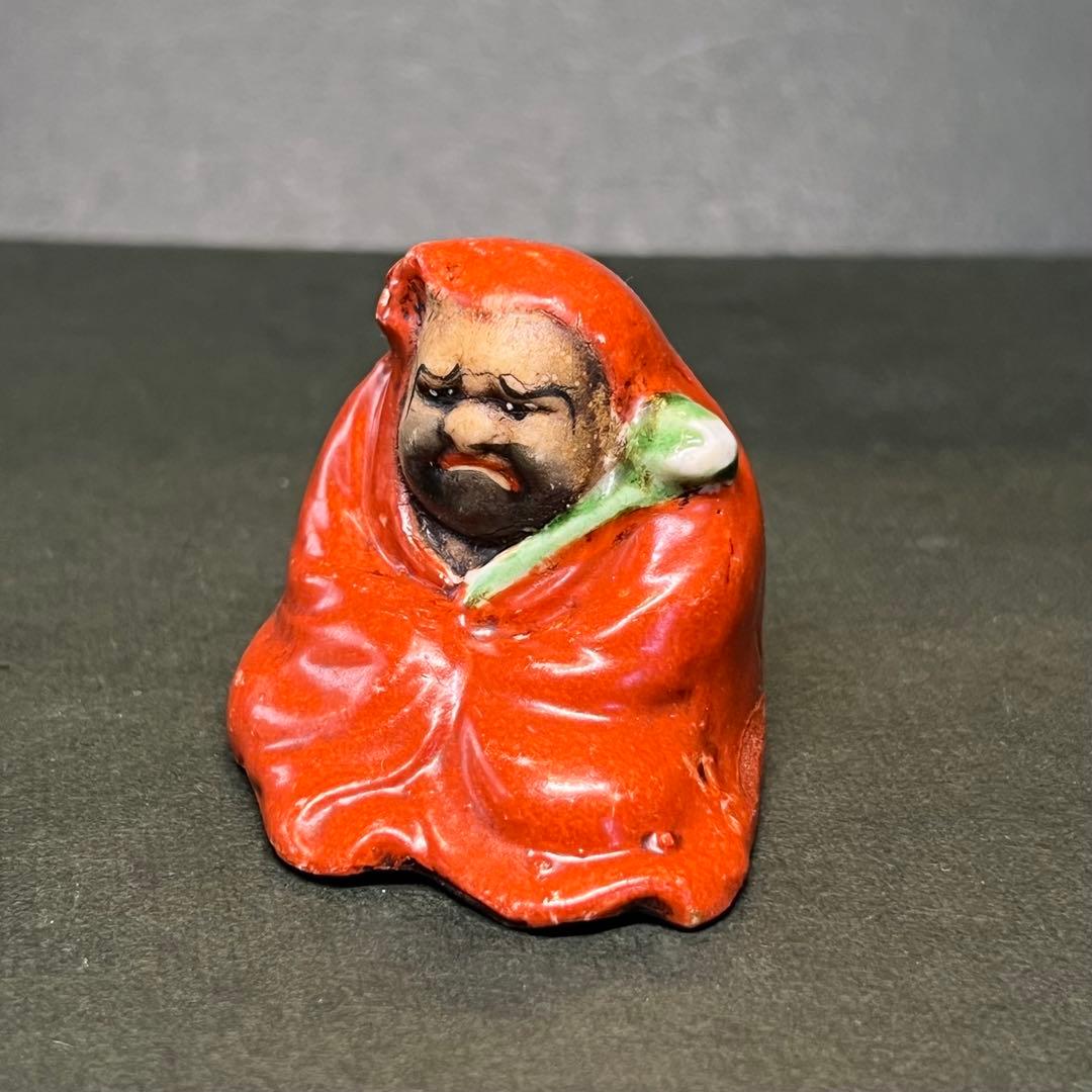 江戸後期〜明治期 古陶 達磨 水滴◎赤釉 だるま 書道具◎文房四宝◎古道具庵々