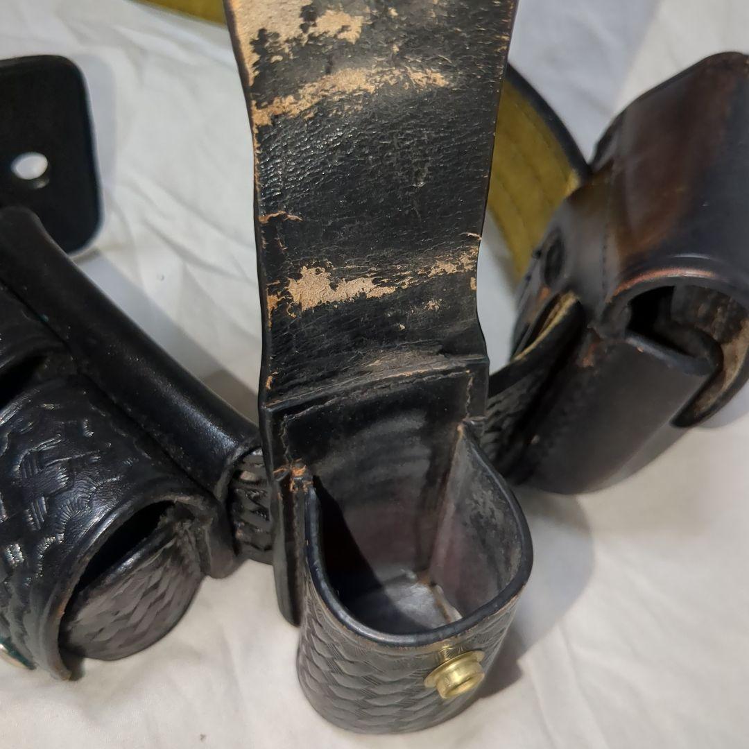 USポリス バスケット織り レザーガンベルト一式　オール実物