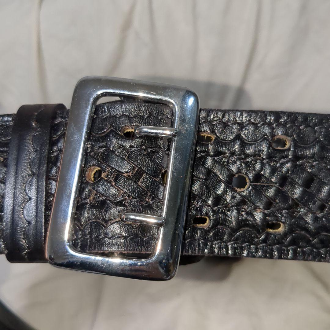 USポリス バスケット織り レザーガンベルト一式　オール実物