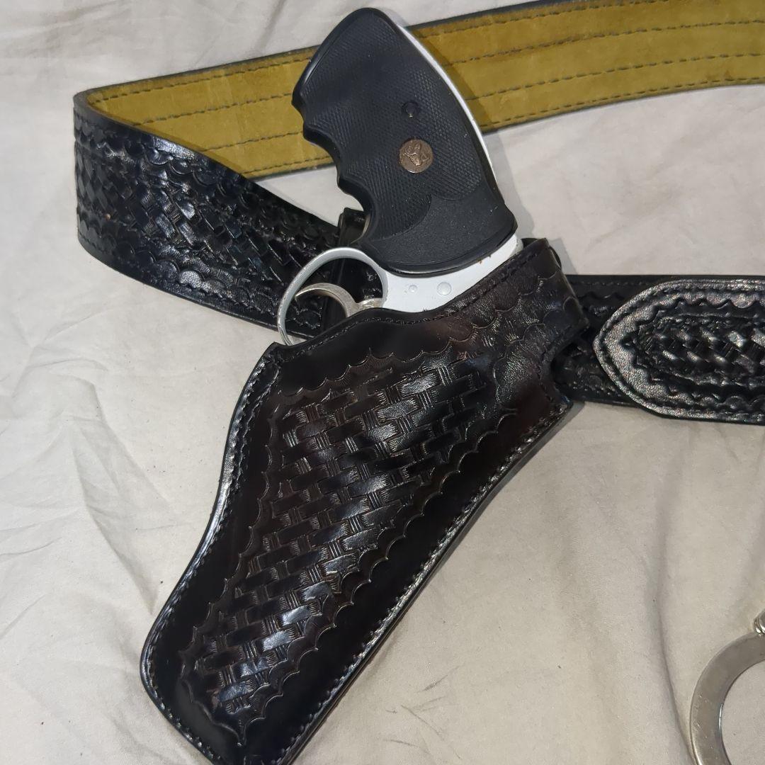 USポリス バスケット織り レザーガンベルト一式　オール実物