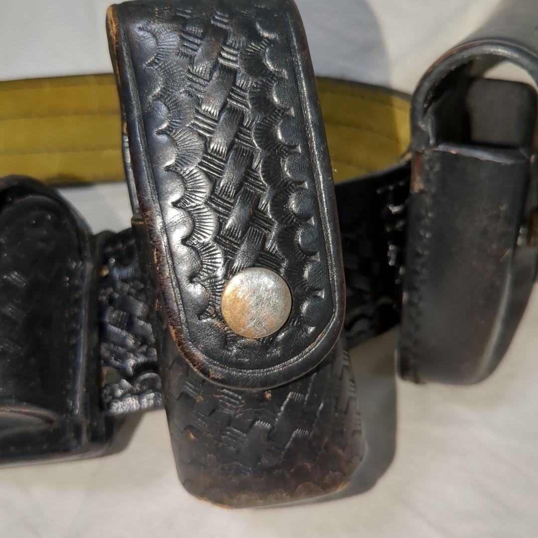 USポリス バスケット織り レザーガンベルト一式　オール実物