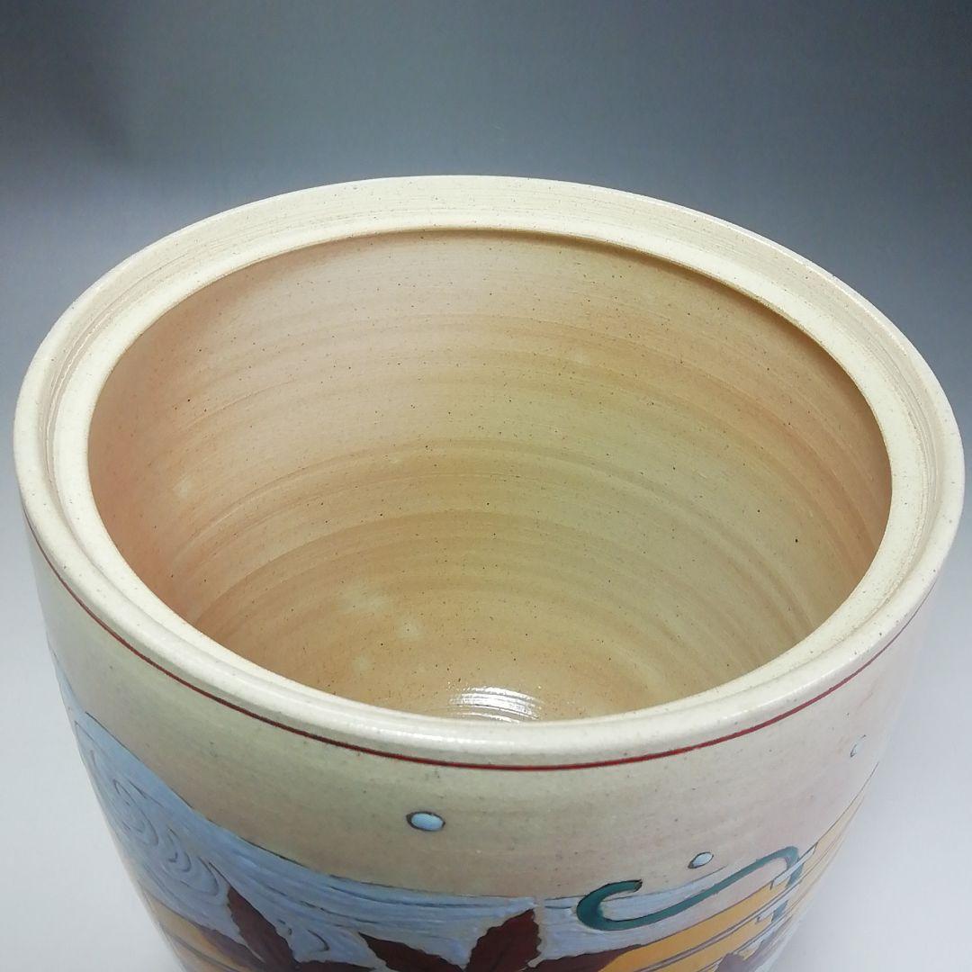 Ｓ４２１　水指　『色絵　雲錦花筏水指』『松古窯　佐久間芳山作』　共箱　茶道具