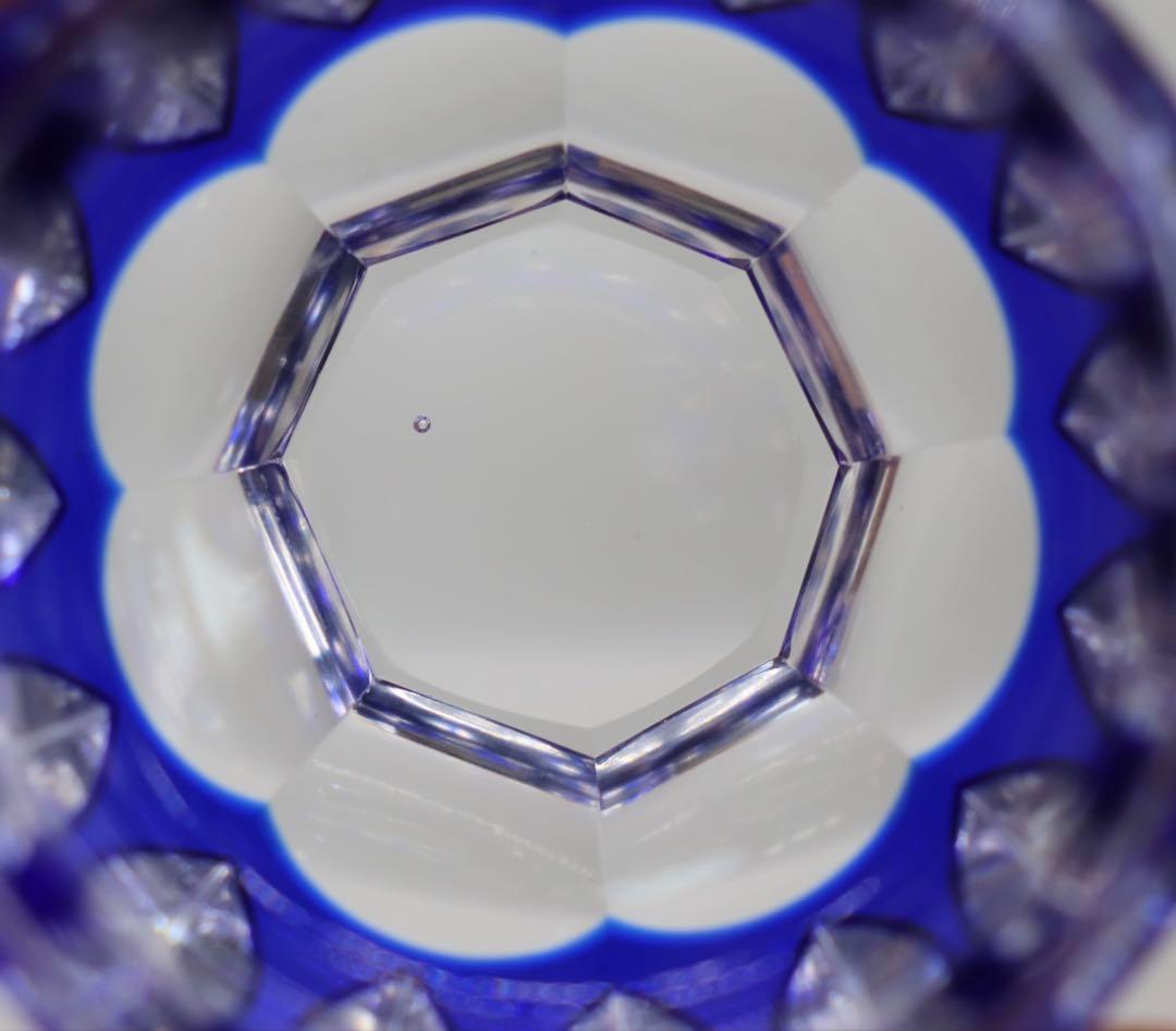 未使用　薩摩切子ガラス　藍　共箱　送料込み250525