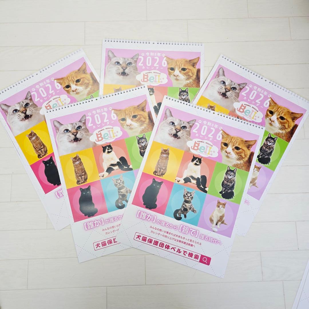 ②《猫》壁掛けチャリティーカレンダー5枚セット